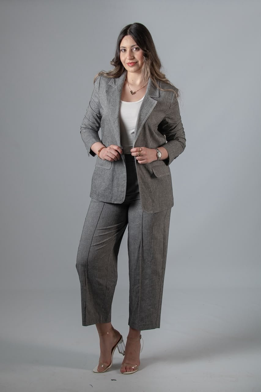 Ensemble Chic Tailleur Gris Chiné